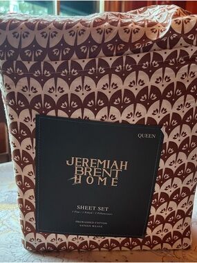 Jeremiah Brent Home Queen Sheet Set - Brown & Cream Pattern